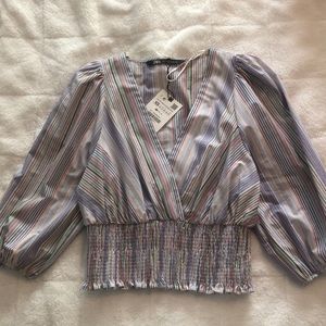 Zara striped top with ruched detail